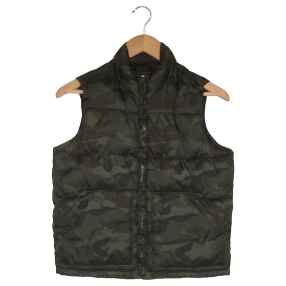 Old Navy Other - Old Navy Puffer Vest Kids Boys M 8 Camouflage Full Zip Outdoors Army Green